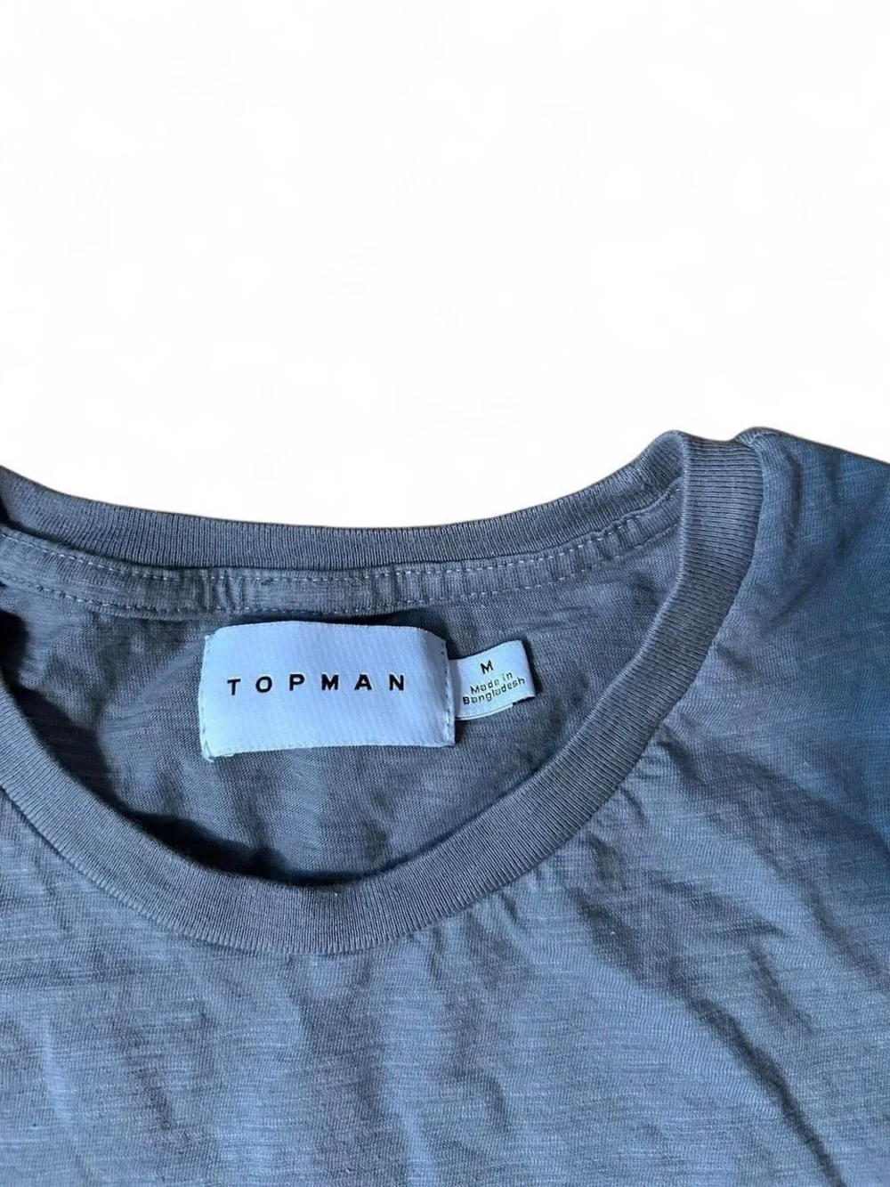 Topman Cotton Slub Crew Neck T-Shirt Slim Fit Gray Minimalist Everyday Men’s M - Picture 2 of 5